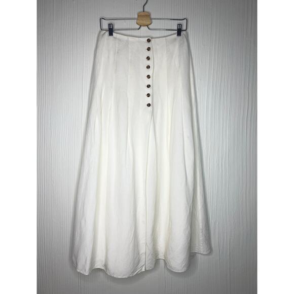 FAME AND PARTNERS Ecru Ivory Linen 2-Piece Crop Top & Midi Skirt Set US 6 - Picture 13 of 16